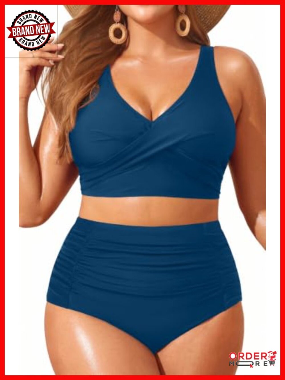 Plus Size Two Piece Swimsuit High Waisted Bikini Tummy Control Bathing Suit